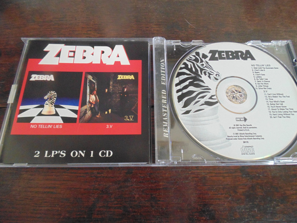 Zebra CD, No Tellin Lies & 3.V, 2 LPs on 1 CD, 2001 One Way Records, Remastered