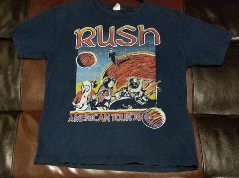 Rush American Tour 78 Retro T Shirt Men s Large Fibits