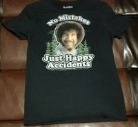 BOB ROSS NO MISTAKES JUST HAPPY ACCIDENTS T-Shirt Men's SMALL SM