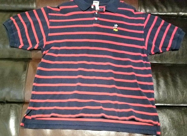 MICKEY MOUSE RED & NAVY STRIPED POLO Shirt Men's XXL