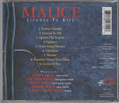 Malice CD, License to Kill, SEALED, 2004 Wounded Bird, James Neal