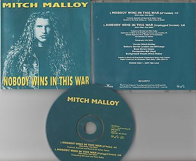 Mitch Malloy CD, Nobody Wins in this War, RARE Promo Single, 1992 RCA