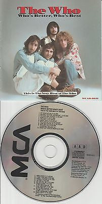 The Who CD, Who's Better Who's Best, No Back Insert, Original 1988 MCA, Greatest