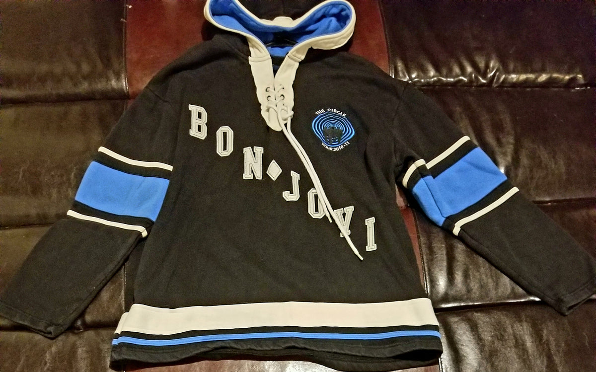 BON JOVI THE CIRCLE OFFICIAL TOUR 2010-11 HOCKEY SWEATSHIRT HOODIET-Shirt Men's XXL XX Large