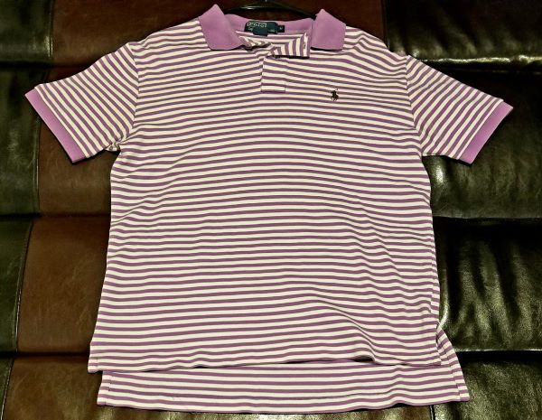 POLO SHIRT VINTAGE LAVENDER STRIPED SHIRT Men's MEDIUM M