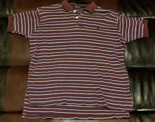 POLO SHIRT VINTAGE STRIPED SHIRT Women's LARGE LG