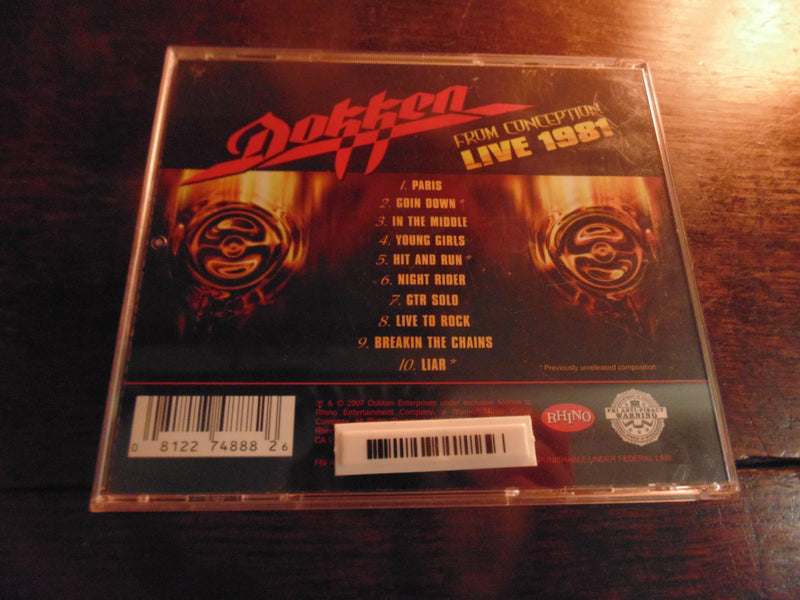 Dokken CD, From Conception, Live 1981, Rhino Records