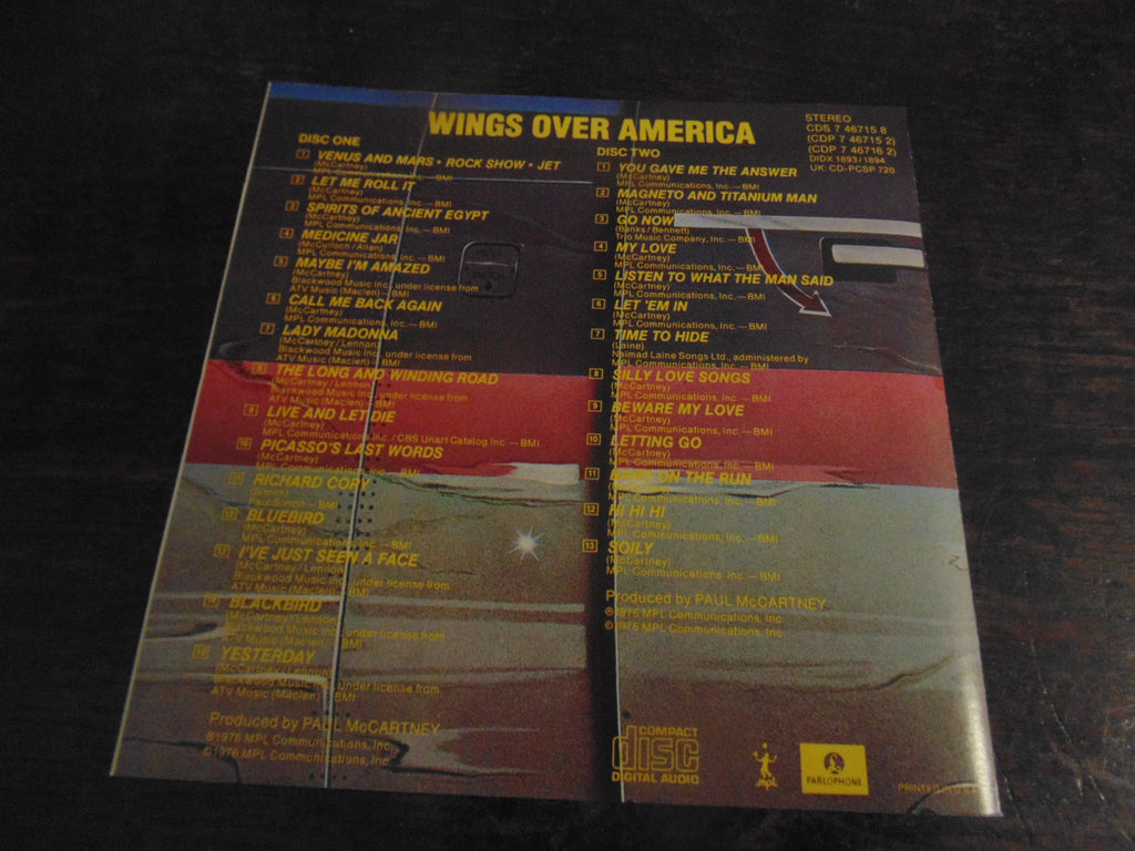 Wings Over America CD, Beatles, McCartney, Disc 1 only, CDP 7 46715 8