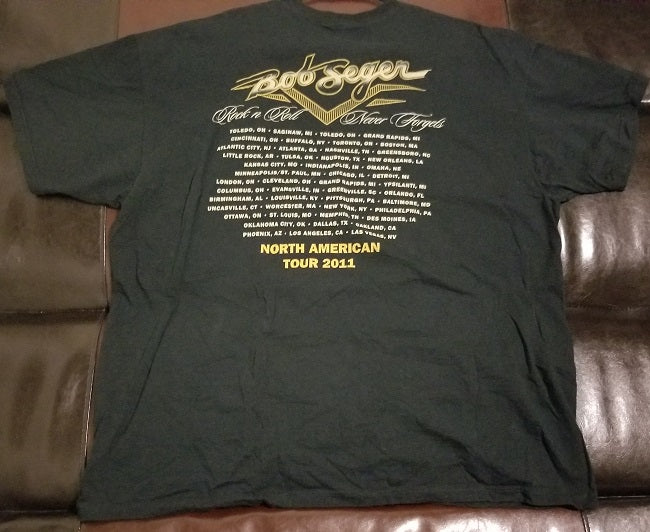 Bob Seger Official Tour T-Shirt 2011 Men's XXL - 2XL - Like New