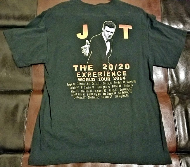 Justin Timberlake Official 2014 Tour T-Shirt Men's Large - 20 / 20 J T
